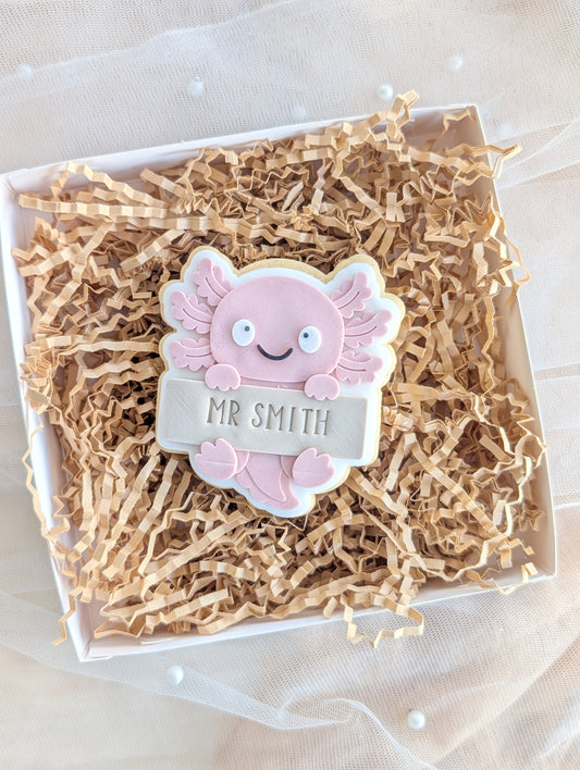 Axolotl with Sign